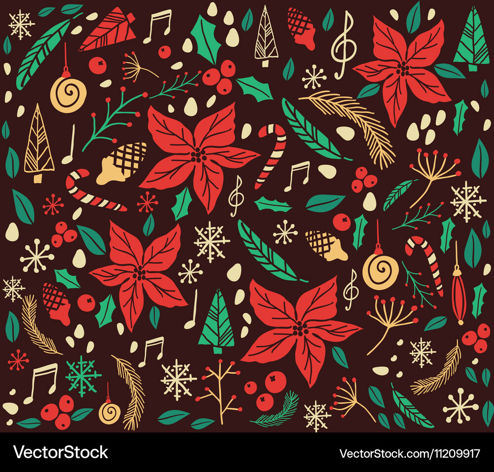 Christmas pattern with fir tree Vector Image