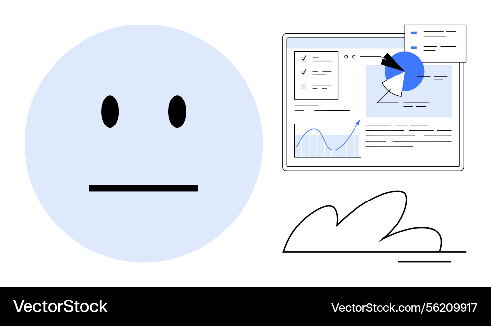 Data presentation interface with neutral face Data presentation interface with neutral face vector image