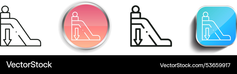 Down icon thin linear regular and button style vector image