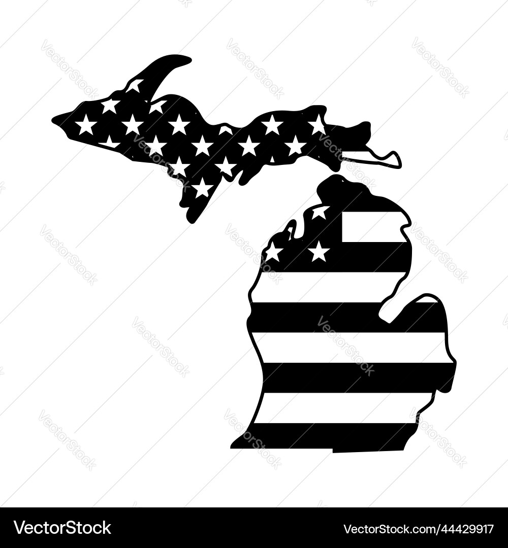 Michigan State Map with Flag Vector Image
