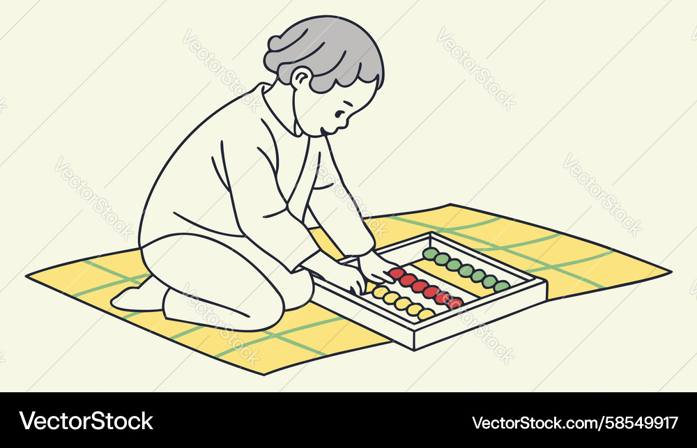 Person Using Abacus for Calculation Vector Image