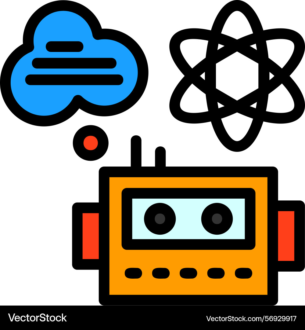 Quantum machine learning line filled style icon Vector Image