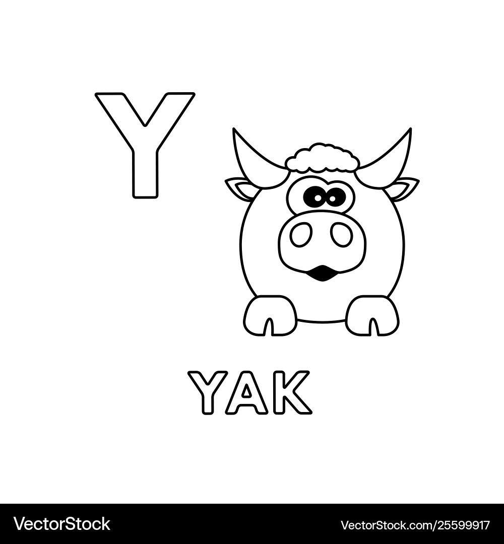 Süße Cartoon Tiere Alphabet yak Färbung Süße Cartoon Tiere Alphabet yak Färbung vektorbild