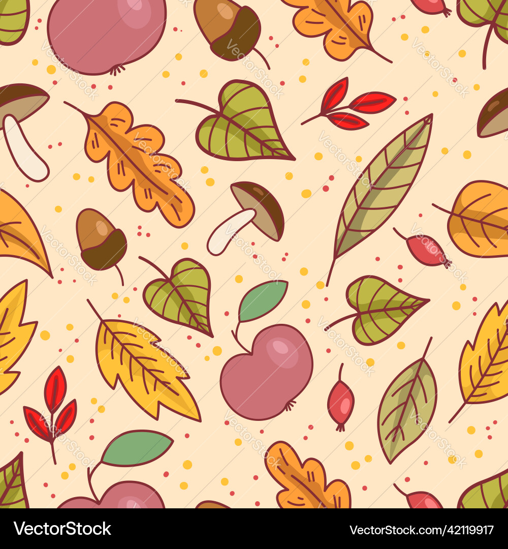 Seamless pattern with autumn leaves design Seamless pattern with autumn leaves design vector image