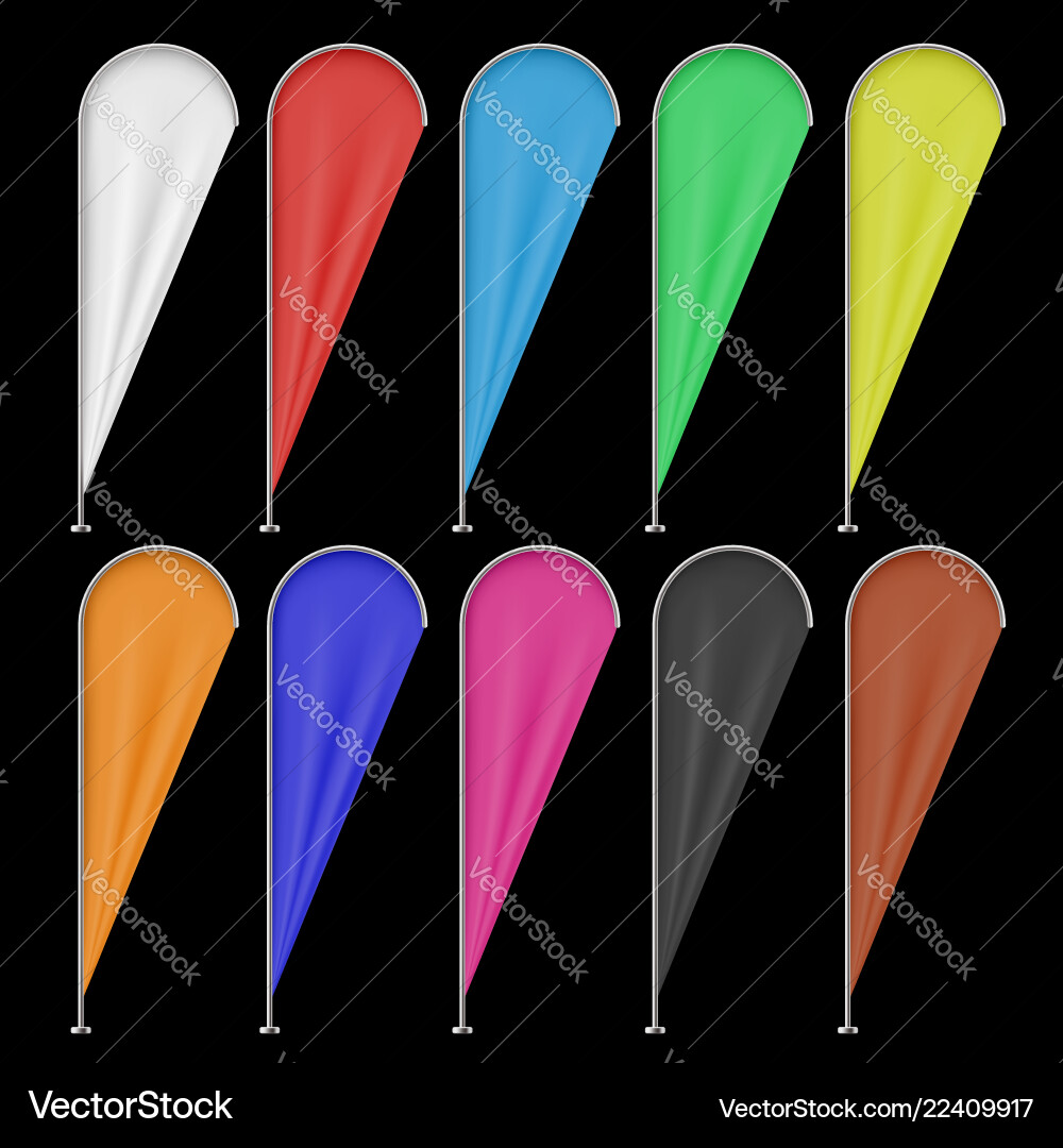 Set of multicolored teardrop banner flags Set of multicolored teardrop banner flags vector image