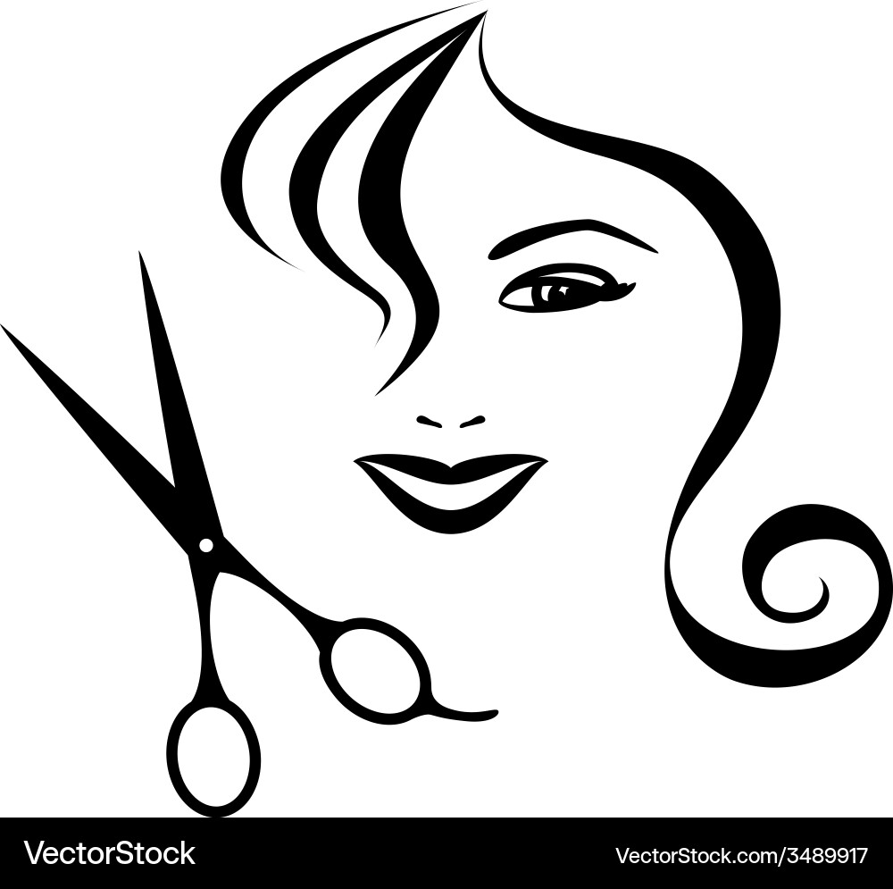 Woman with Scissors - Hair Salon Concept Vector Image