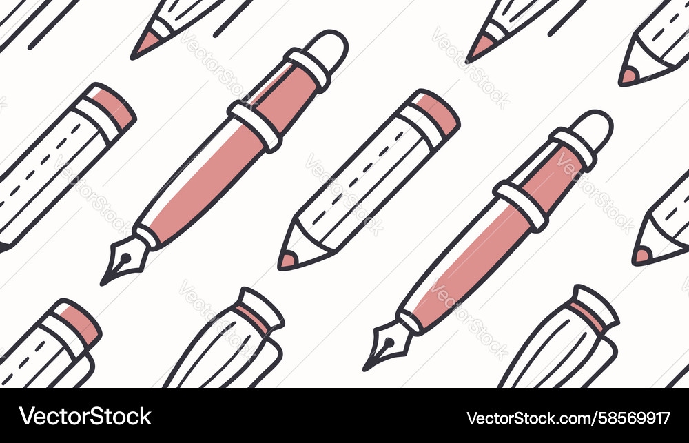 Writing Tools Seamless Pattern Vector Image