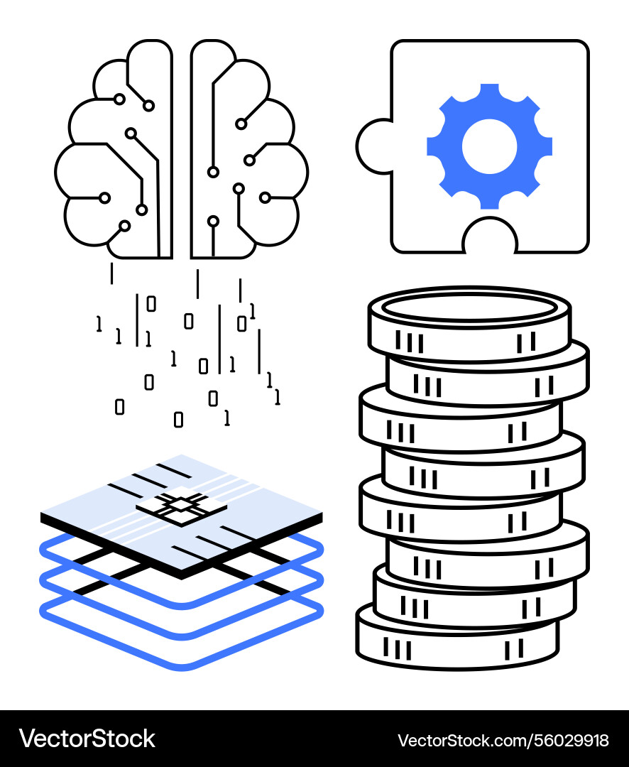 Artificial intelligence big data blockchain Artificial intelligence big data blockchain Vector Image