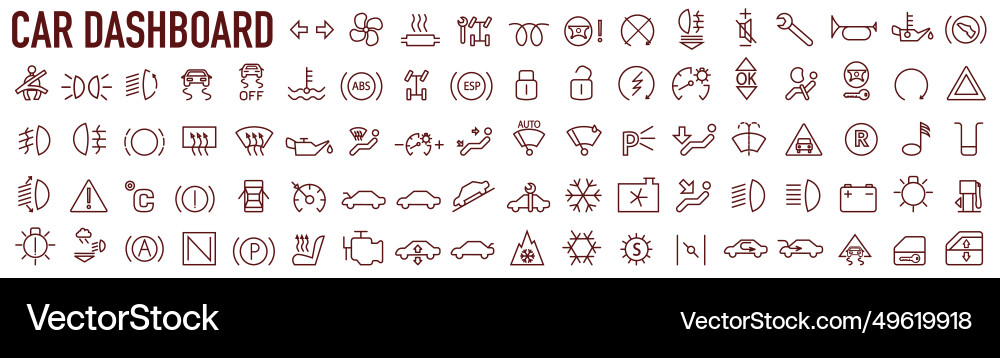 Car dashboard icons control panel interface Car dashboard icons control panel interface vector image