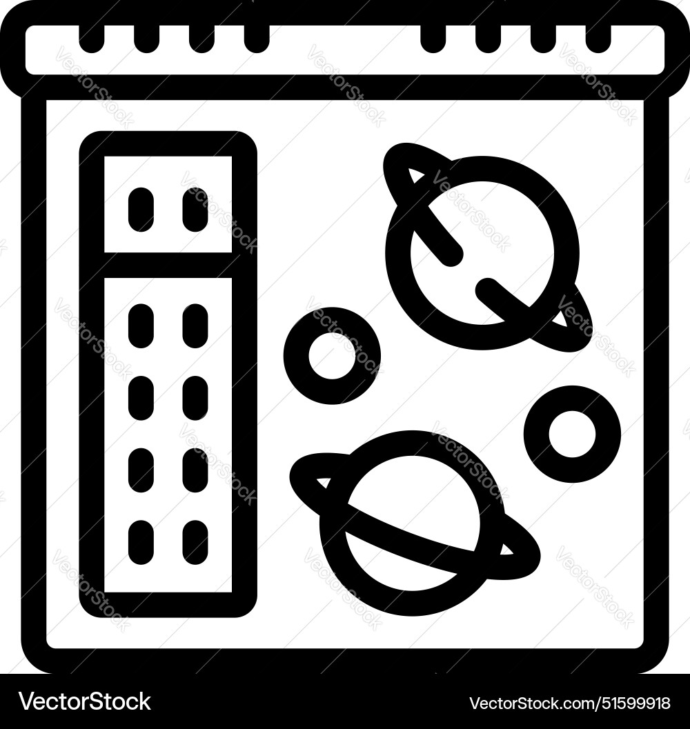 Control panel showing planets orbiting around Control panel showing planets orbiting around Vector Image