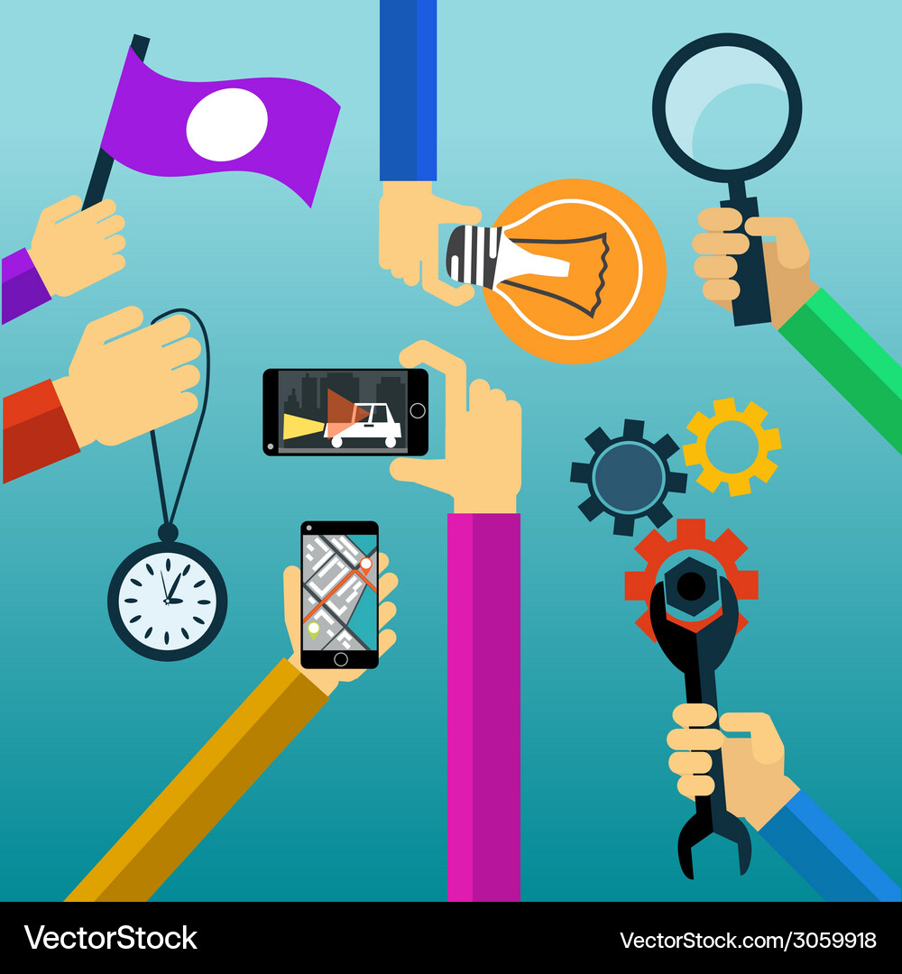 Modern Business Concepts - Lightbulb & Magnifying Vector Image