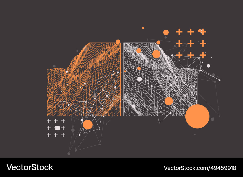 Modern science or technology elements in square Modern science or technology elements in square vector image
