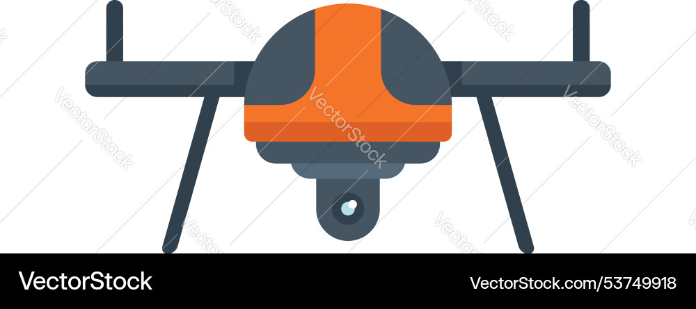 Orange and grey camera drone hovering front view Vector Image