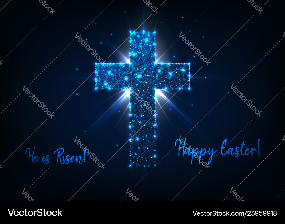 Ostern Grußkarte mit glänzendem Polykreuz Ostern Grußkarte mit glänzendem Polykreuz vektorbild