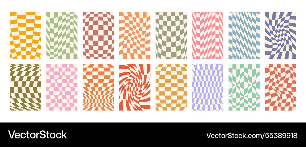 Retro Distorted Checkerboard Pattern vector image