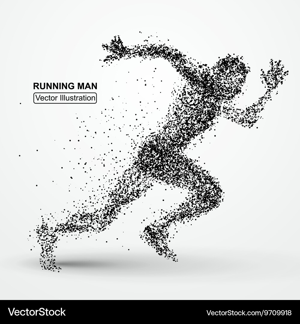 Running man particle divergent composition vector image