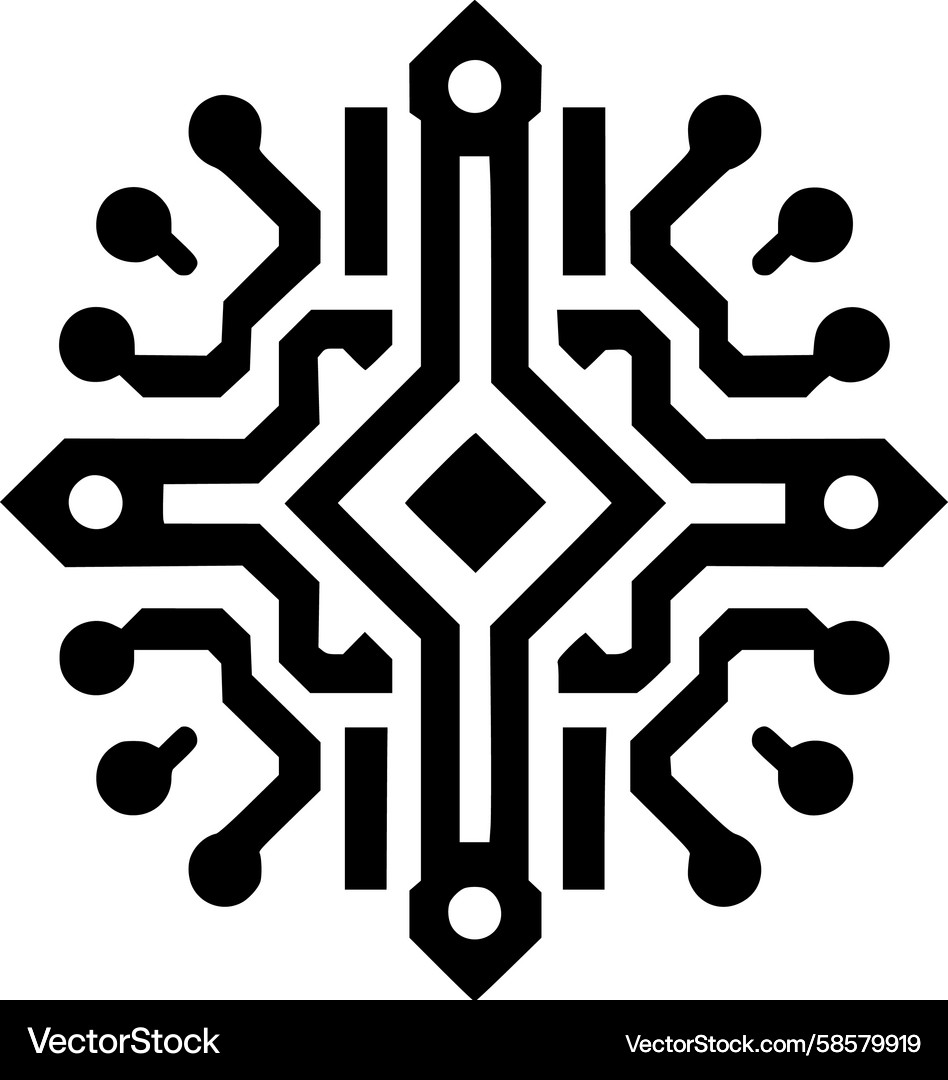 Circuit Snowflake Icon - Digital Pattern Vector Image