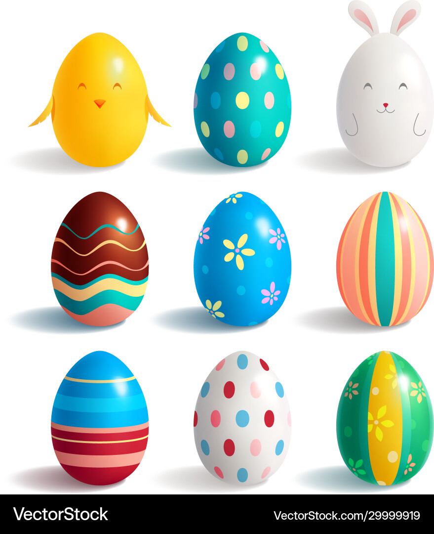 Easter eggs collection set Royalty Free Vector Image