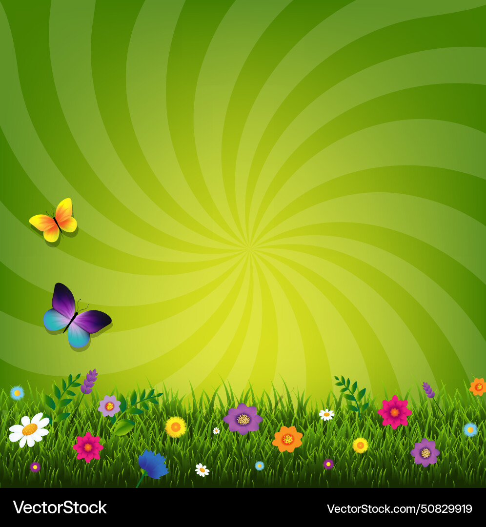 Spring tex tbanner with bokeh and grass Vector Image