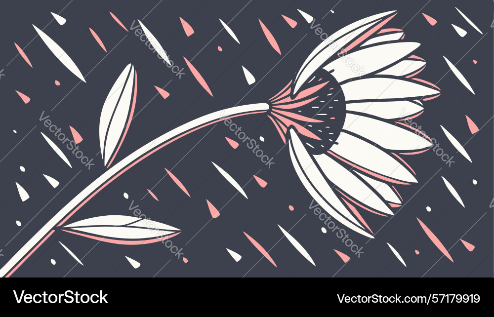 Stylized white flower with diagonal lines design Vector Image