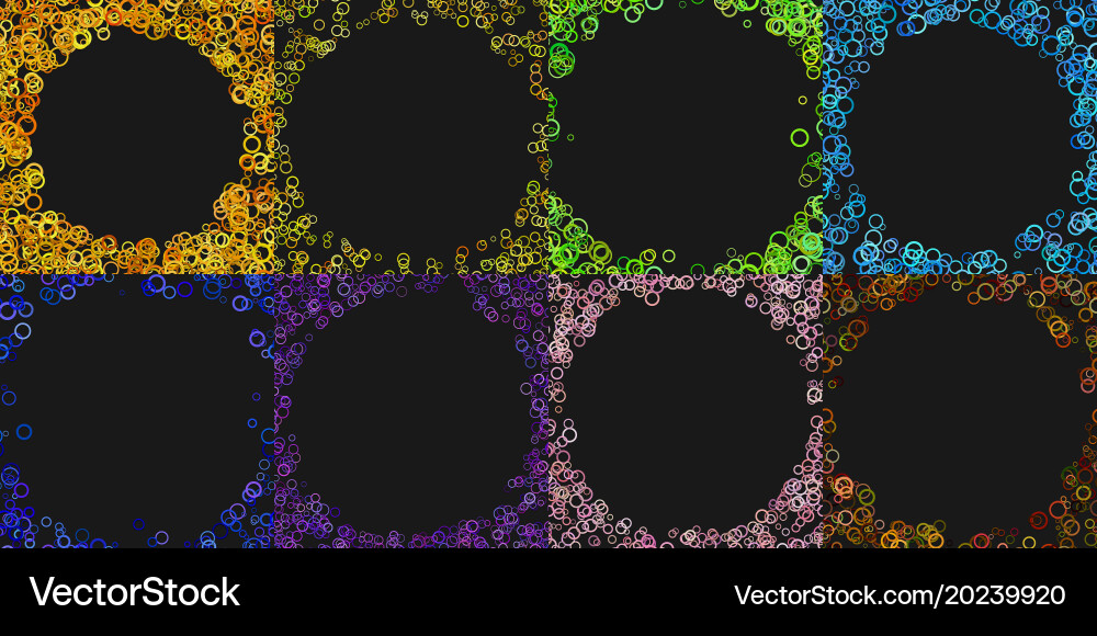 Abstract round border background set with circles vector image