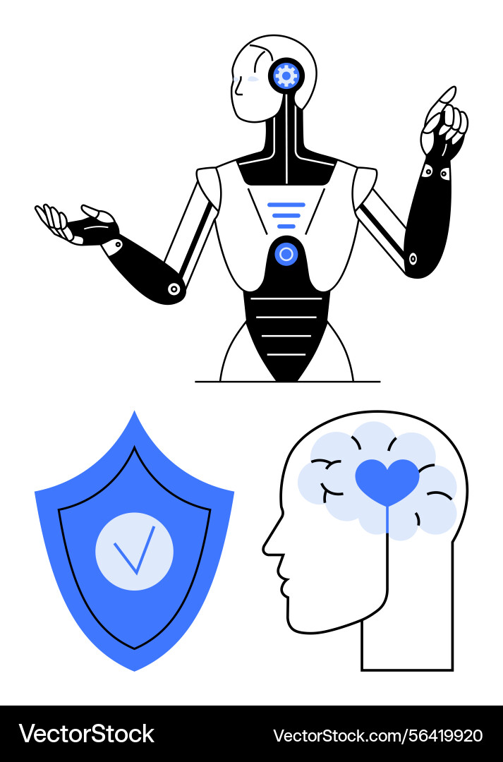 Advanced robot interaction with cognitive brain Advanced robot interaction with cognitive brain vector image