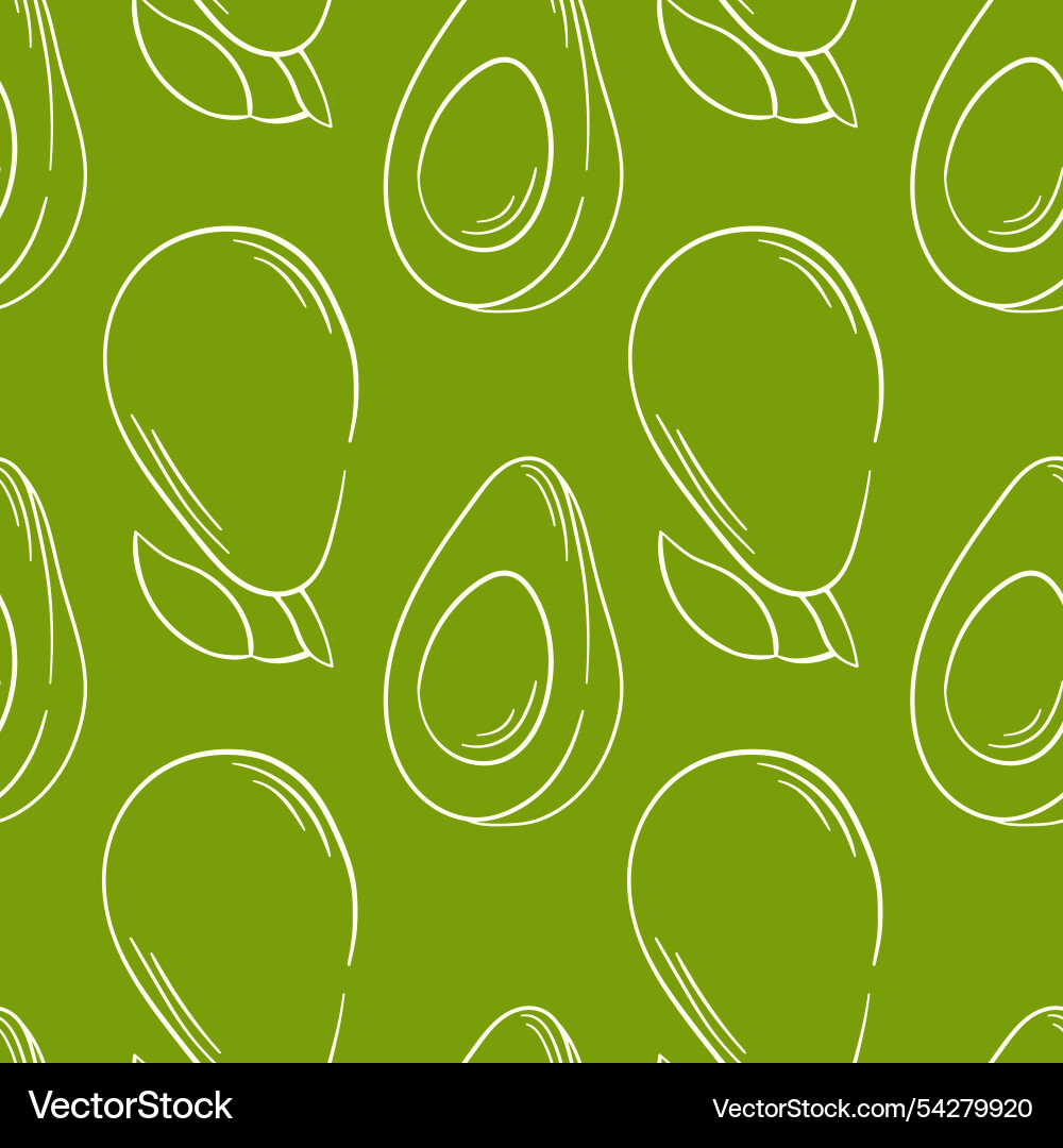 Avocado seamless pattern in line art style Avocado seamless pattern in line art style Vector Image