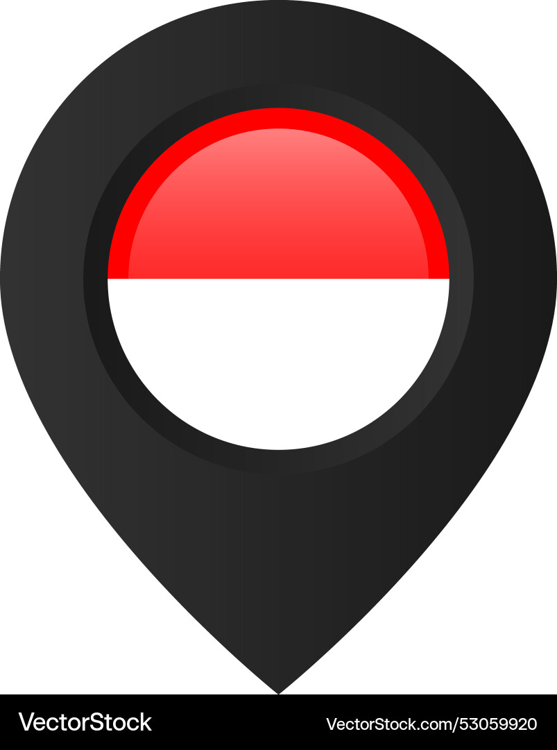 Black map pointer with the flag of indonesia vector image