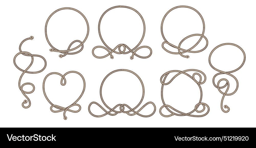 Colored old marine rope frames set Royalty Free Vector Image