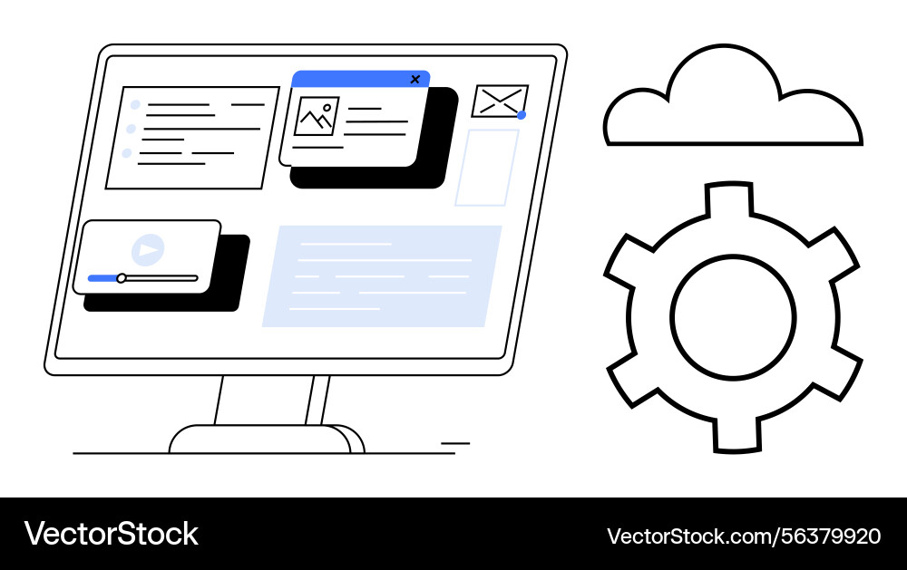 Digital dashboard with files emails and media Vector Image