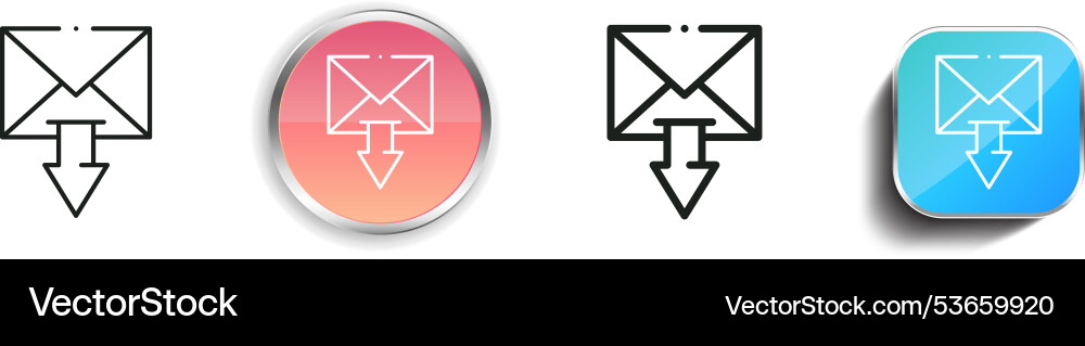 Download icon thin linear regular and button Download icon thin linear regular and button Vector Image