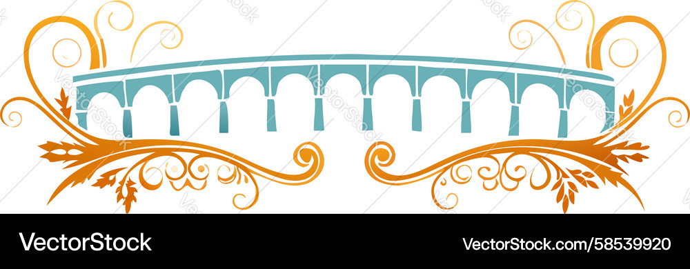 Elegant Bridge Archway with Scrollwork Vector Image