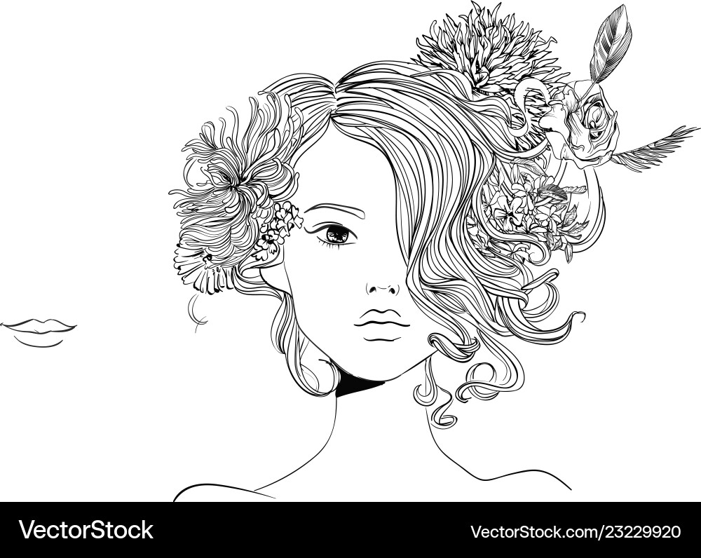 Elegant Woman with Floral Headpiece Vector Image
