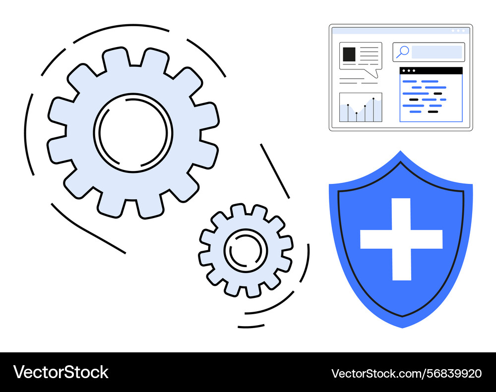 Gear mechanism with web analytics dashboard Gear mechanism with web analytics dashboard vector image