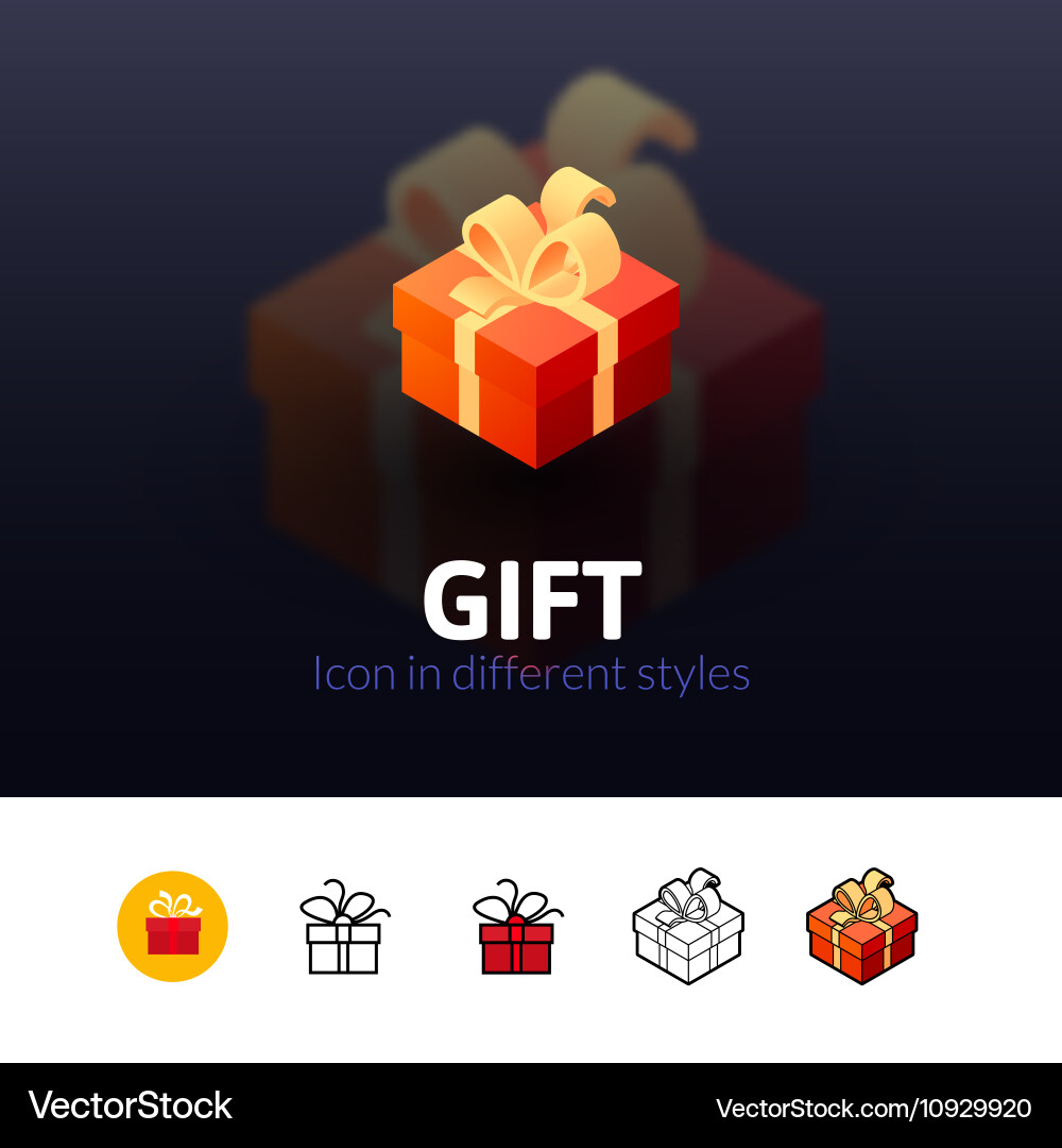 Geschenk-Ikone in verschiedenen Stil Vektorbild