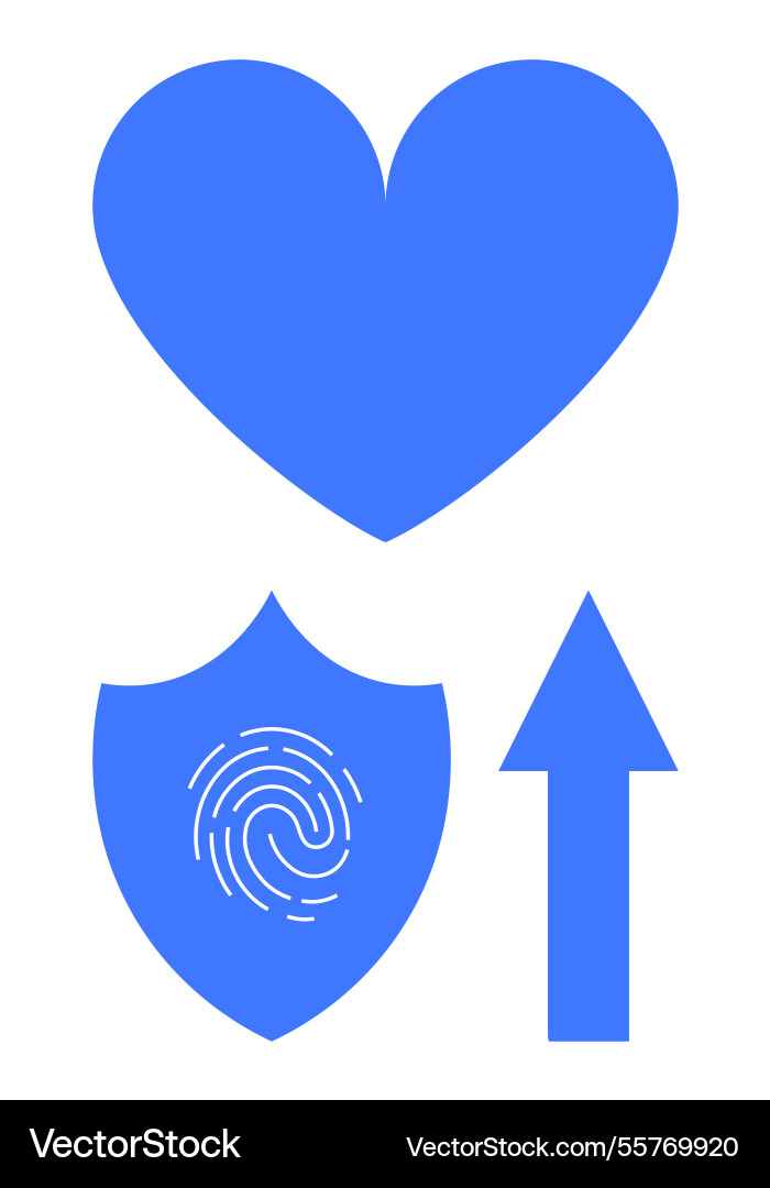 Heart shield with fingerprint and arrow Heart shield with fingerprint and arrow vector image