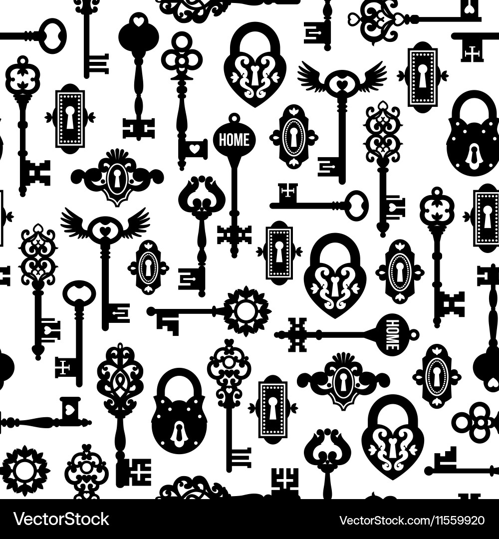 Keys and locks seamless pattern Vector Image