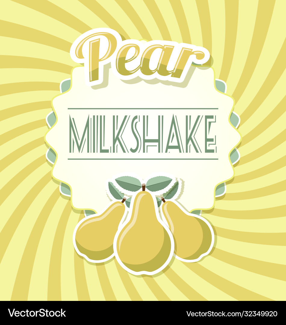 Pear milkshake label in retro style on twisted Pear milkshake label in retro style on twisted vector image