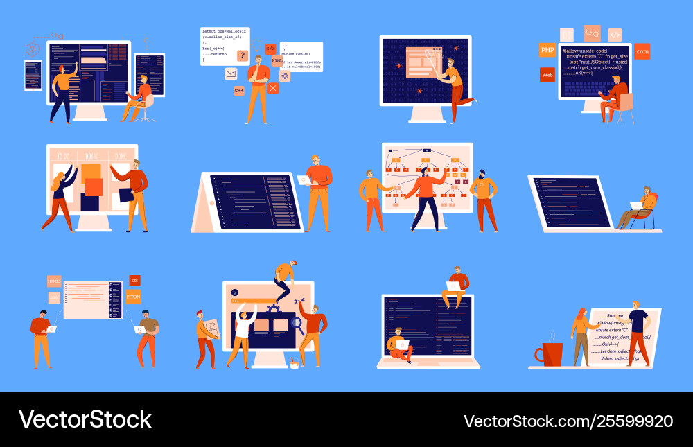 Programmer flat set vector image