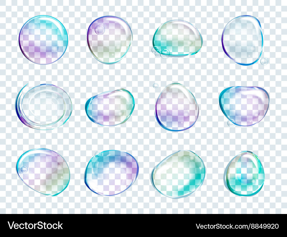 Rainbow soap water bubbles set transparent Vector Image