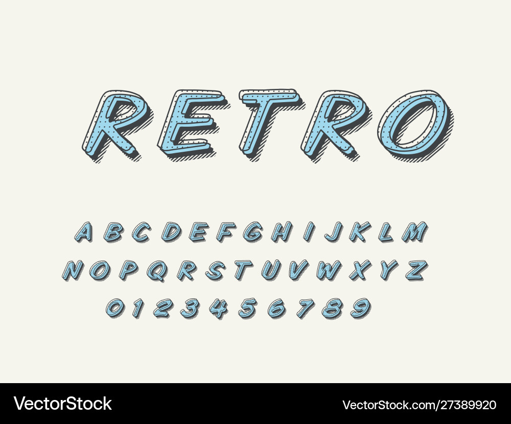 Retro font and alphabet stock Retro font and alphabet stock vector image