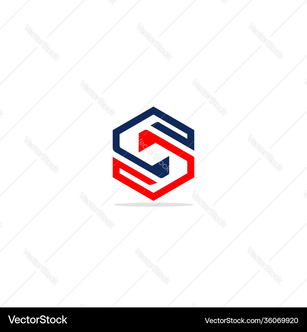 S initial shape line circle geometry logo vector image