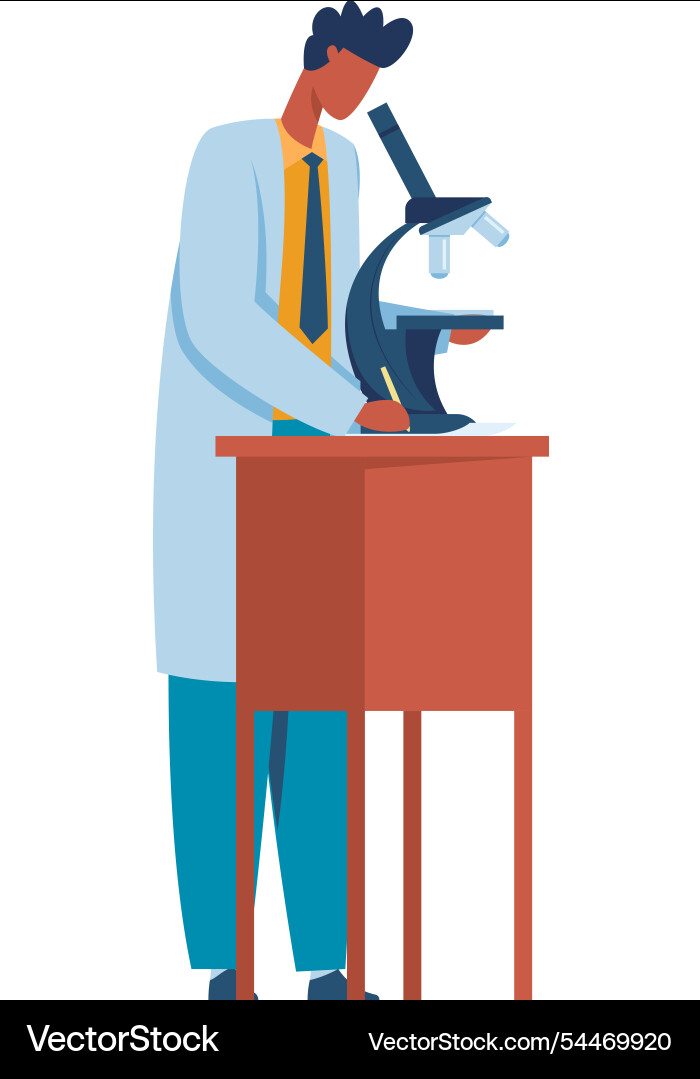 Scientist analyzing samples with a microscope Scientist analyzing samples with a microscope vector image