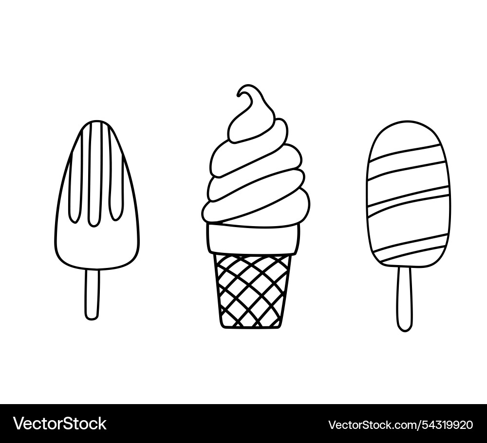 Set of ice cream desserts doodle Vector Image