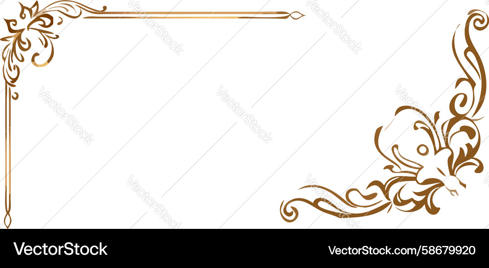 Simple golden scrollwork corner design Vector Image