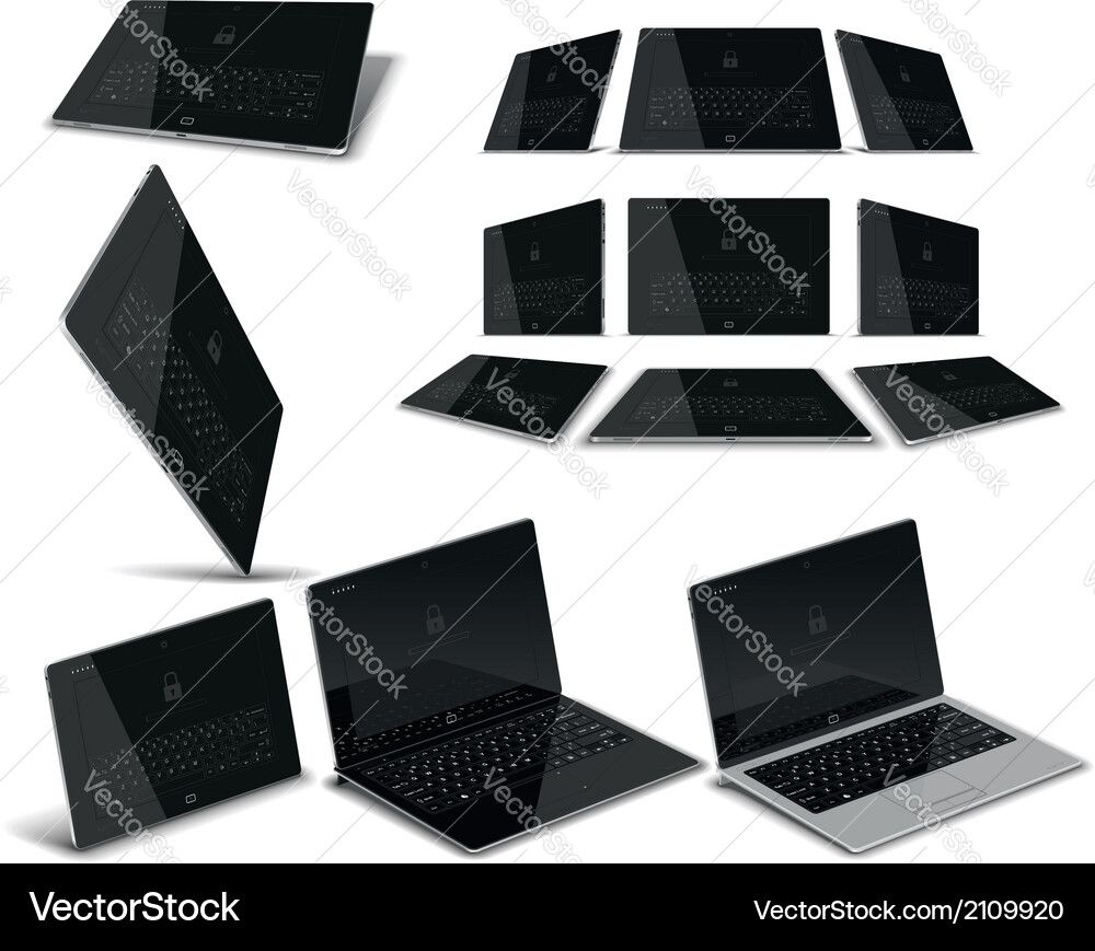 Tablet PC - Multiple Views Vector Image