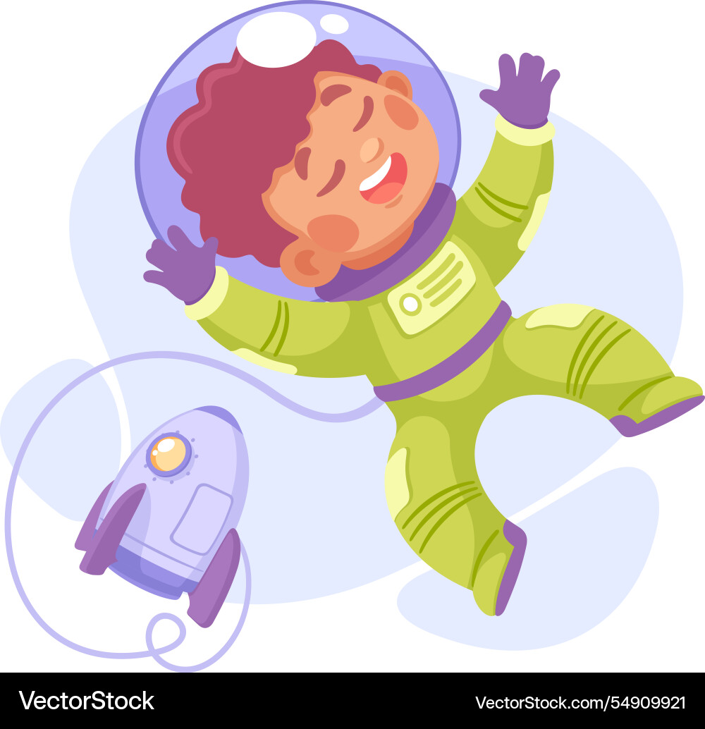 Boy astronaut character in outer space exploring Boy astronaut character in outer space exploring vector image
