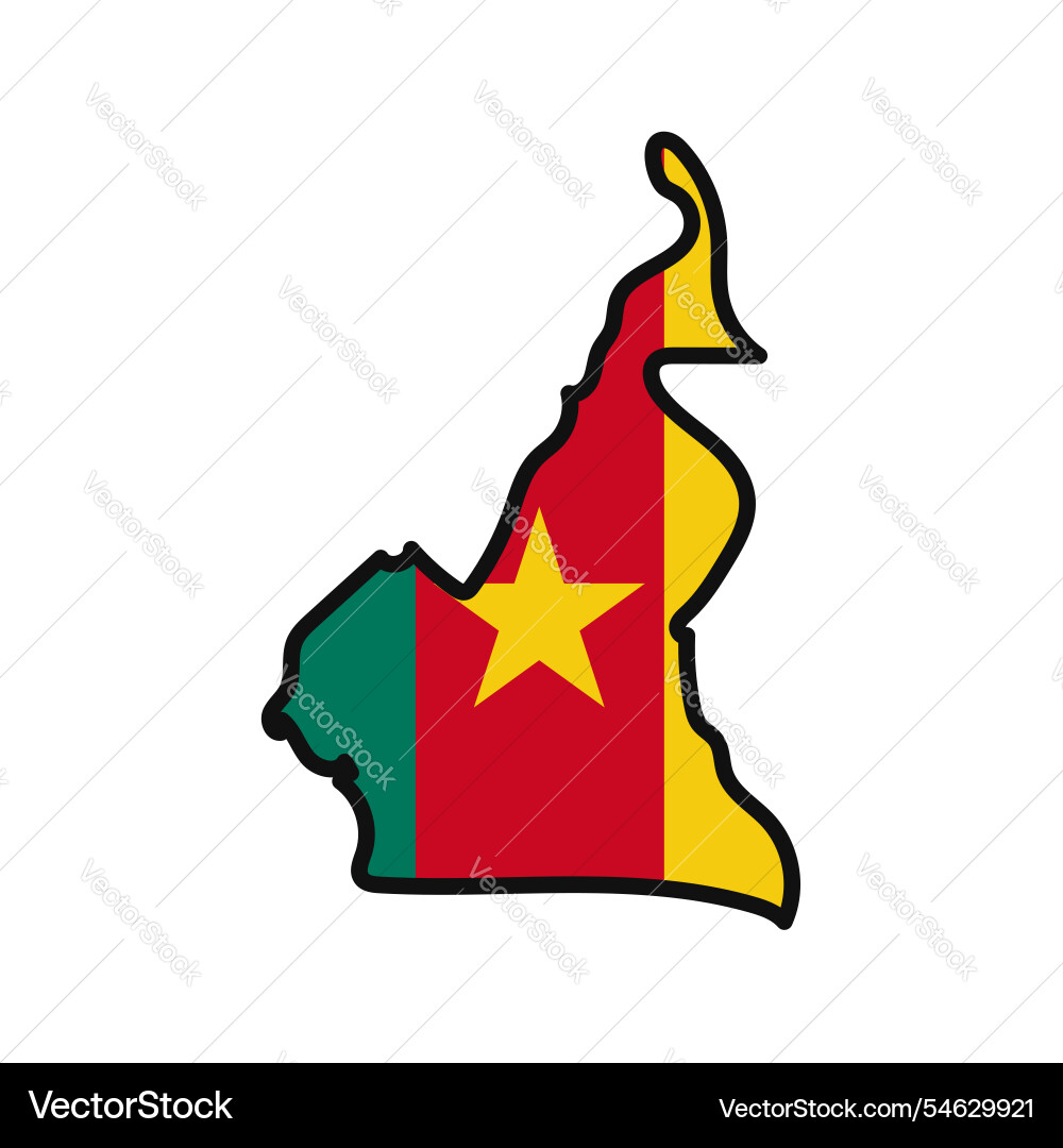 Cameroon map with flag in body Vector Image