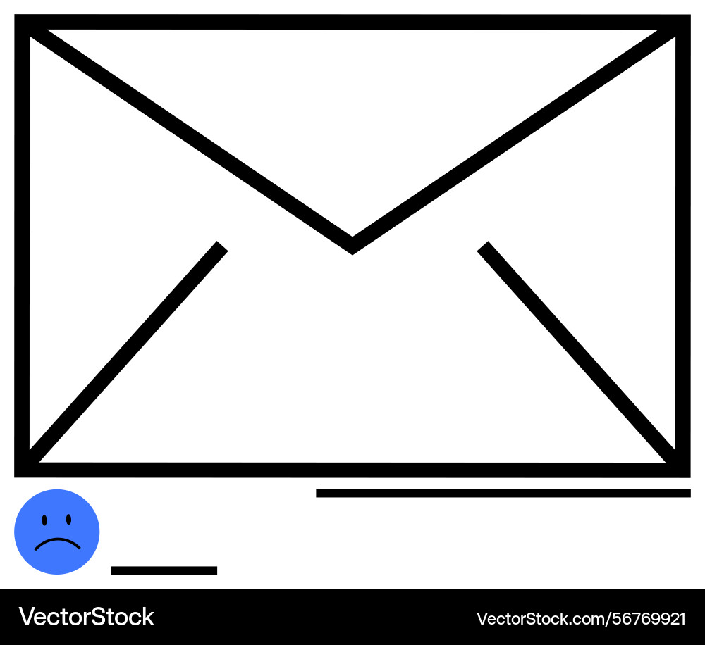 Envelope with sad face icon representing message Envelope with sad face icon representing message vector image