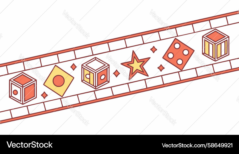 Game board path with dice and star elements Vector Image